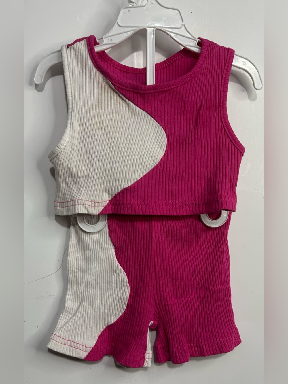 5 for $25🔥Shein Pink Cropped Top &‎ Shorts Matching Set Toddler 18-24M